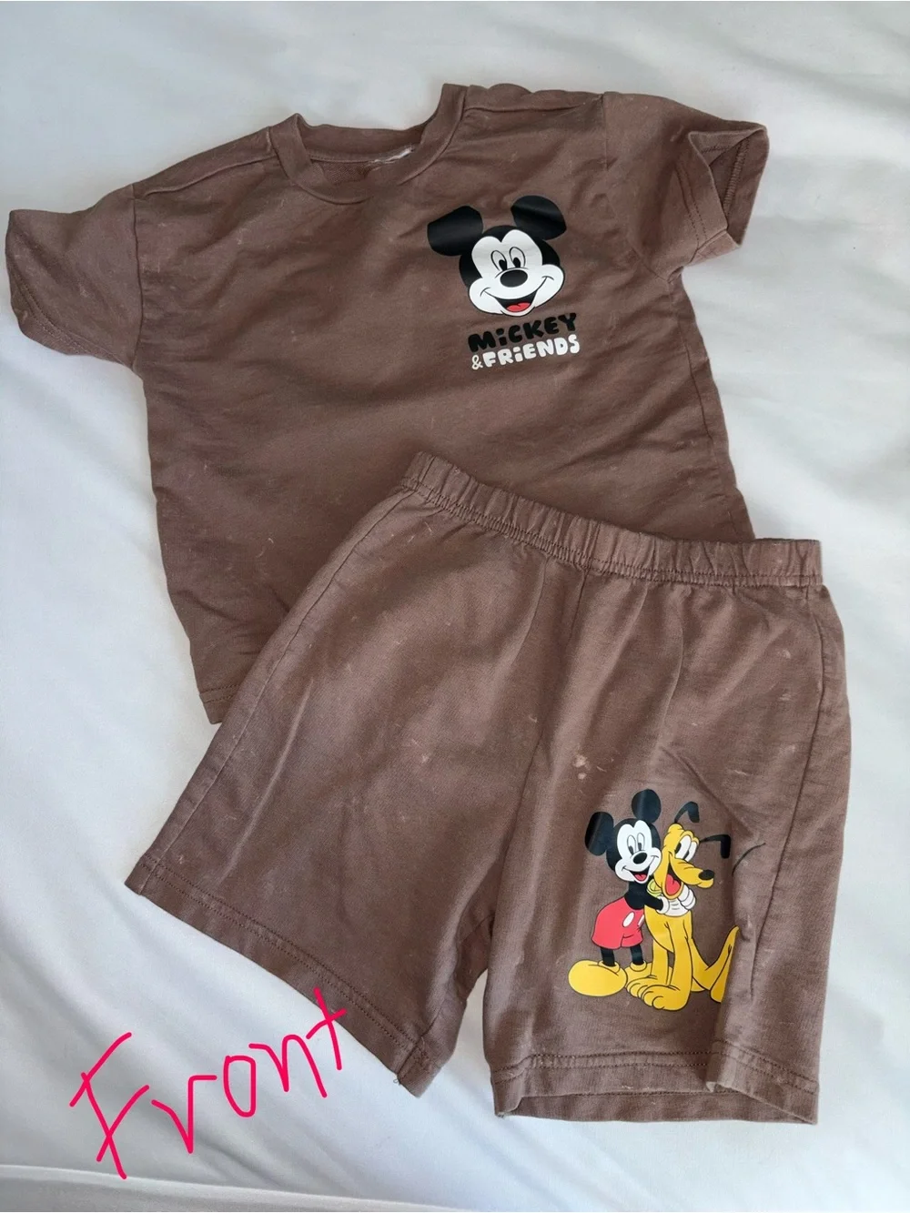 Mickey & Friends vintage Brown Kids Tee & Shorts Set